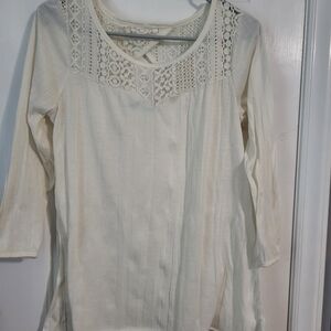 Maurices Cream Lace Detail Blouse